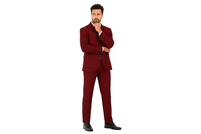 Men'S Classic Fit Burgundy ~ Wine ~ Maroon Suit 2 Button Two-Piece Side Vents Cheap Priced Business Suits Clearance Sale - Image 2