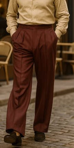 Wine Wide Leg Slacks