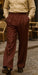 Mens Pleated Dress Pants Wine Wide Leg Slacks Pleated Baggy Dress Trousers Unhemmed Unfinished Bottom
