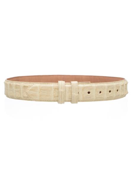 Men's Winter White Genuine Hornback Cinturon De Cocodrilo