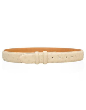 Men's Ostrich Quill Skin 1 1/2'' width Belt Winter White
