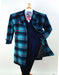 Men's Blue Plaid Wool Overcoat – Double-Breasted Long Winter Coat with Wide Lapel - Full Length