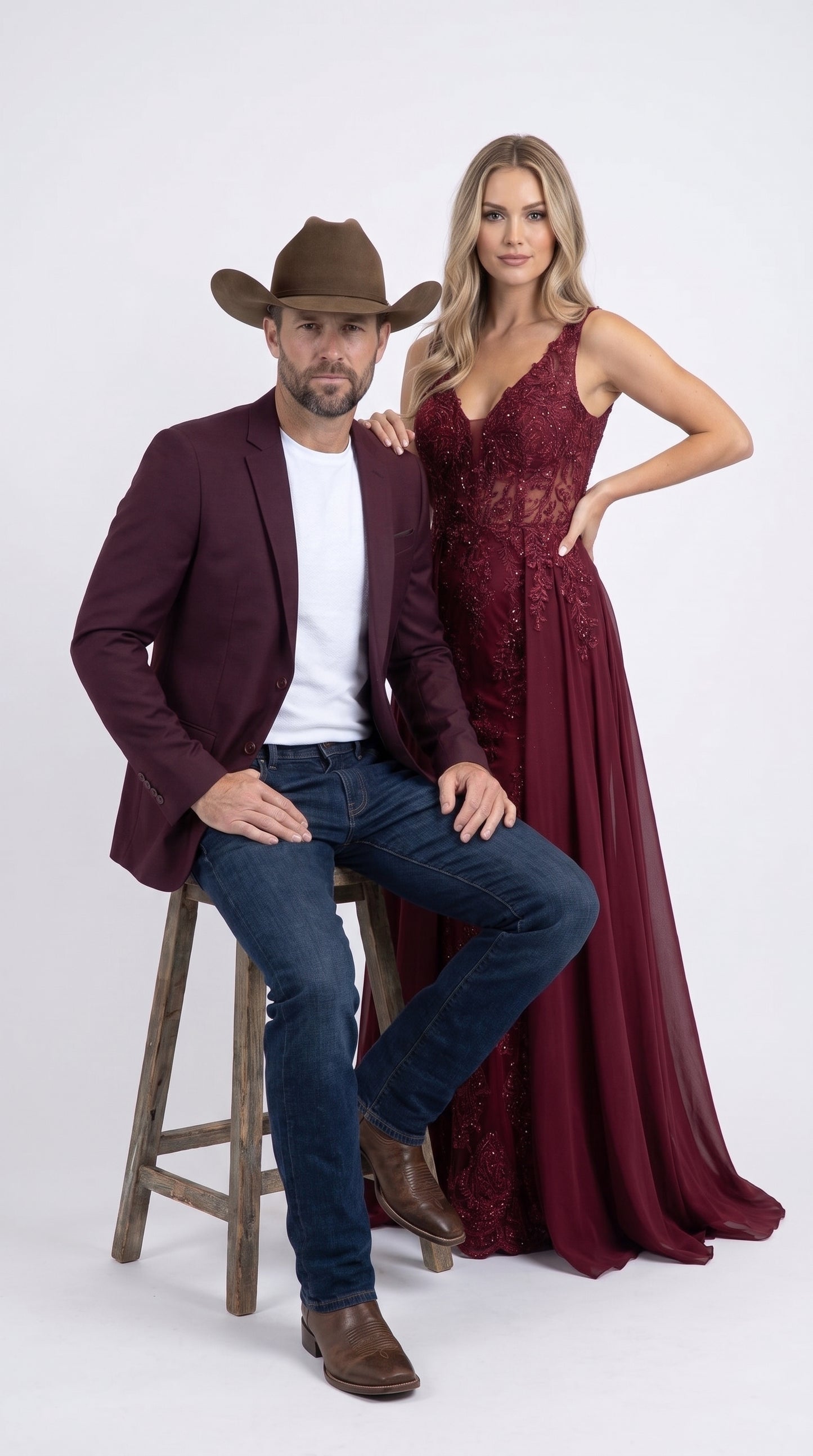 Men’s Burgundy Western Cowboy Blazer, Stretch Date Night Dress Jacket for Men
