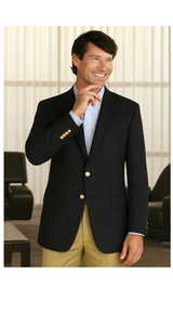 Wool Blazer With Brass Buttons Side Vents Black