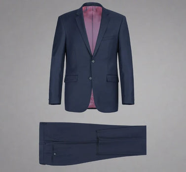 Renoir Clothing - Renoir Suit - Renoir Fashion - Super 140s Wool Two Button Classic Fit Navy Renoir Suit