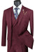 Mens 2 Button Double Breasted Vest Plaid Suit in Burgundy