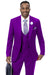 Modern Fit Wide Lapel Suit - Peak Lapel Suit with Double breasted Vest in Black - Navy Blue - Gold - Charcoal - Brown - Purple - Hunter