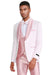 Graduation Suit - Men's One Button Vested Paisley Prom & Wedding Tuxedo with Satin Vest and Pants in Pink