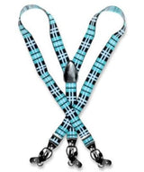 Men'S Design Black Turquoise ~ Light Blue Stage Party White Suspenders For Men Y Shape Elastic Buttons Clips