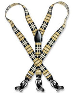 Men'S Design Black Yellow White Suspenders For Men Y Shape Elastic Buttons & Clips