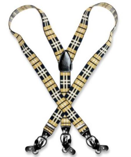 Men'S Design Black Yellow White Suspenders For Men Y Shape Elastic Buttons & Clips