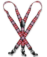 Men'S Design Black Red White Suspenders For Men Y Shape Elastic Buttons & Clips