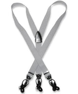 Men'S Silver Grey Suspenders For Men Y Shape Back Elastic Button & Clip Convertible