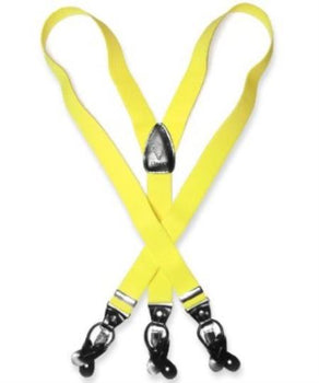 Men'S Yellow Suspenders For Men Y Shape Back Elastic Button & Clip Convertible