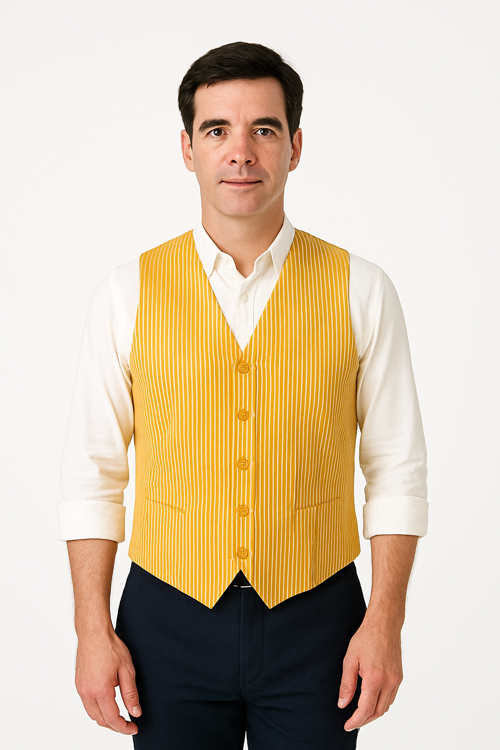 Men's Dark Navy Blue and White Stripe ~ Pinstripe Seersucker Sear sucker suit Vest Set - Image 26
