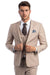 Graduation Suit - Men's Two Button Slim Fit Vested Solid Basic Color Suit in Medium Tan