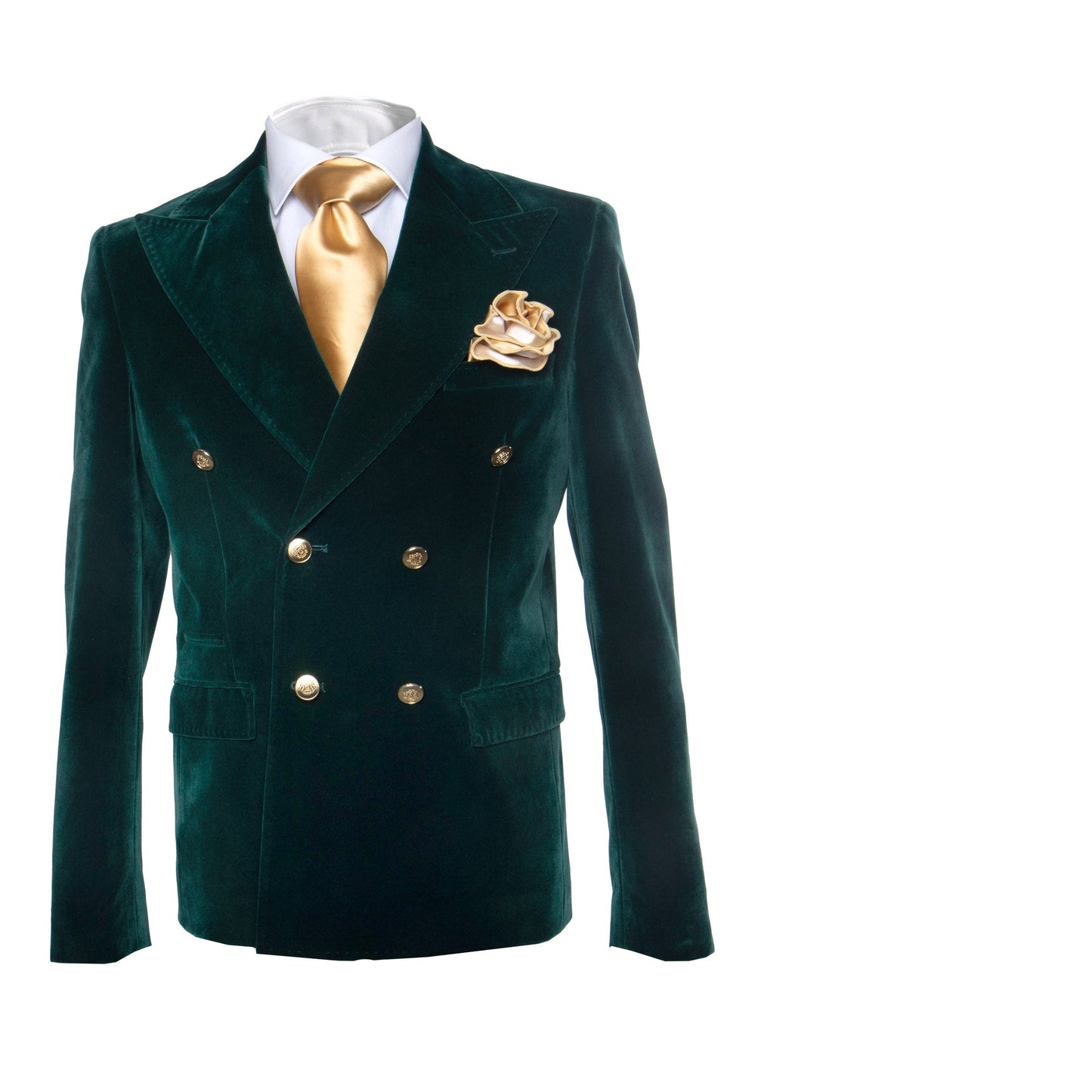 Men’s Rossi Man Zeus Emerald Green Velvet Double Breasted Tuxedo Suit, Formal Wedding Prom Dinner Suit