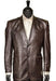 Zacchi Chocolate Brown Vegan Faux Leather Croc Pattern 2 Buttons Casual Blazer