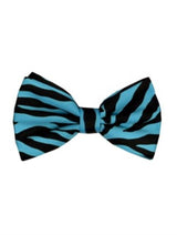 Men's Zebra Printed Design Blue and Black Bowties-Men's Neck Ties - Mens Dress Tie - Trendy Mens Ties