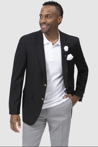 Mens Black Blazer - Mens Modern Two Button Club Blazer in Black