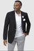 Mens Black Blazer - Mens Modern Two Button Club Blazer in Black