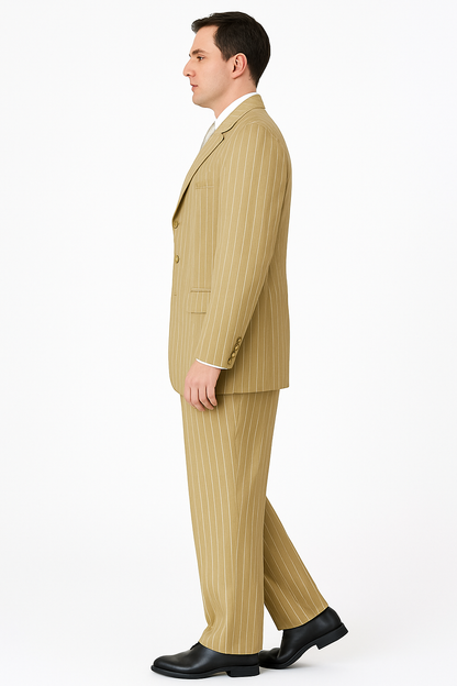 Luxury Beige Pinstripe 3-Piece Suit – Italian Inspired Formalwear - Image 7