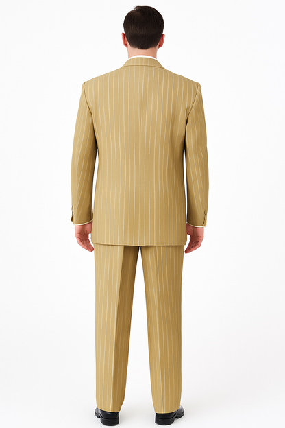 Luxury Beige Pinstripe 3-Piece Suit – Italian Inspired Formalwear - Image 3