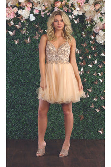 Quince Dama Dresses - Short Quinceanera Dresses in Color Champagne