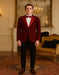 Men's Red Velvet Plaid Blazer with Satin Lapel – Designer Tartan Suit Jacket for Holidays and Events