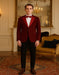 Men's Red Velvet Plaid Blazer with Satin Lapel – Designer Tartan Suit Jacket for Holidays and Events
