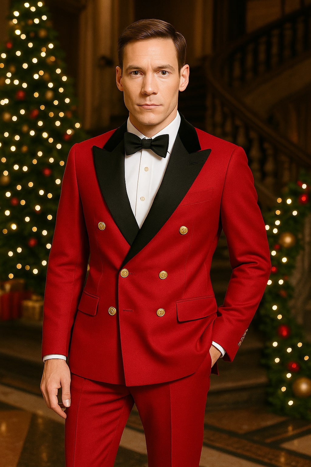 Mens Double Breasted Velvet Blue Tuxedo by Men's Tuxedo USA