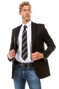 Mens Black Blazer - Men's Designer Suit Separate Jacket in Black