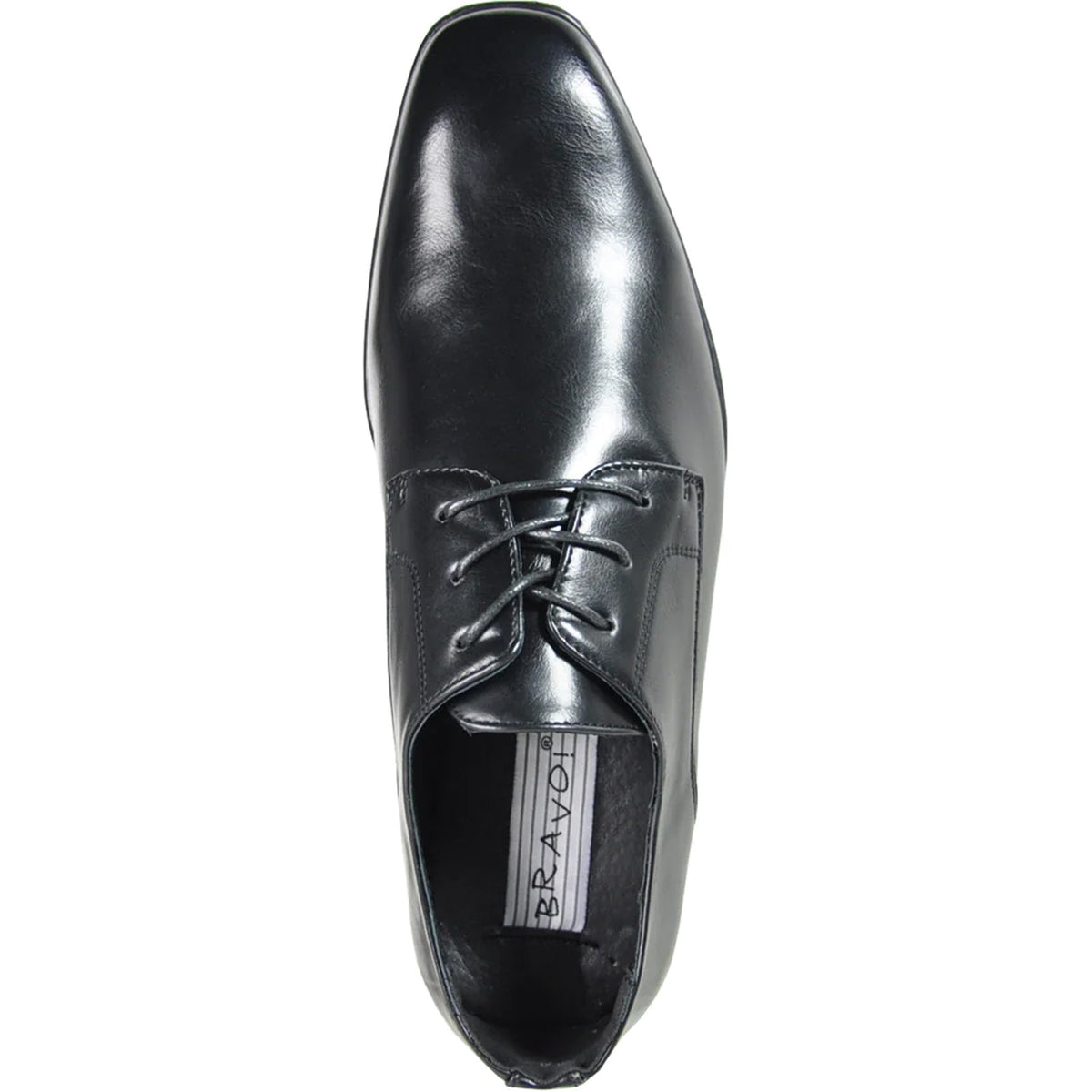Bravo Mens Pointed Plain Toe Oxford Dress Shoe in Black