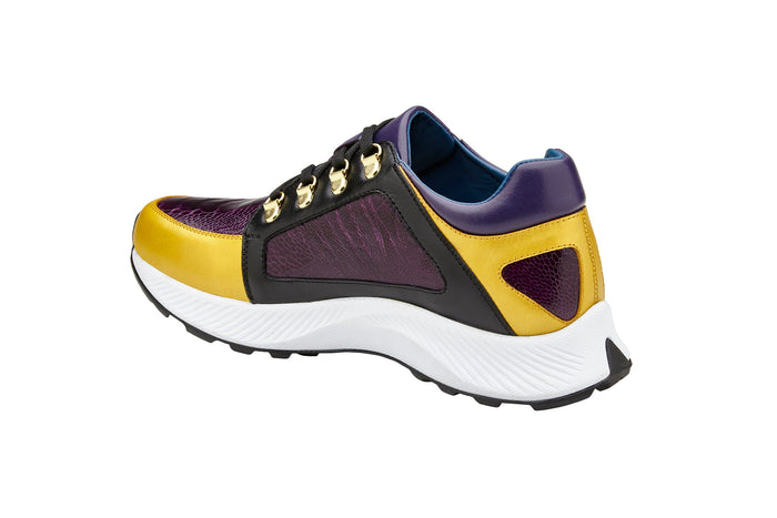 Belvedere Adam - Gold/Purple/Black Ostrich Loafer