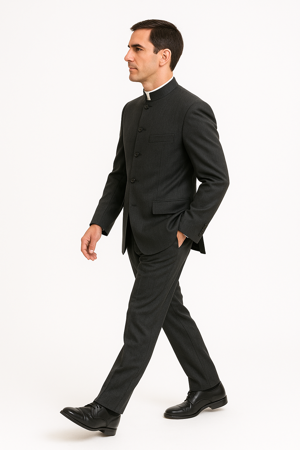 Men's Suit Mandarin Collar Black Pinstripe 5 Button Chinese Nehru Banded Collar Style Three Piece Low Priced Fashion Outfits Suits - Image 6