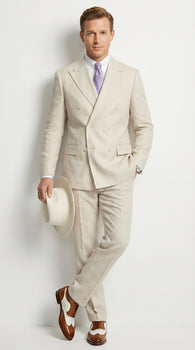 Mens Ivory Off White Double Breasted AI Capone Suit – Classic 1920s Vintage Gangster Style Formal Suit