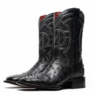 Marco Di Milano Alabama Black Ostrich Quill Square Toe Cowboy Boots - Image 2