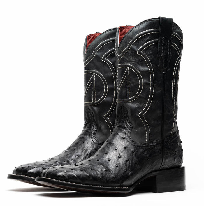 Marco Di Milano Alabama Black Ostrich Quill Square Toe Cowboy Boots - Image 2