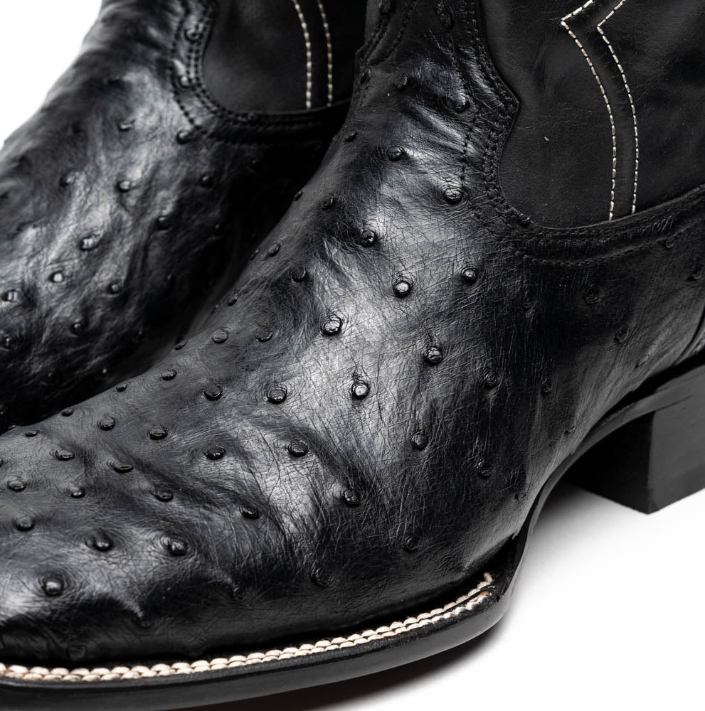 Marco Di Milano Alabama Black Ostrich Quill Square Toe Cowboy Boots - Image 4