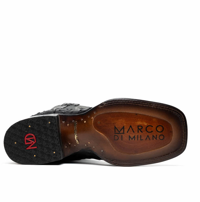 Marco Di Milano Alabama Black Ostrich Quill Square Toe Cowboy Boots - Image 6