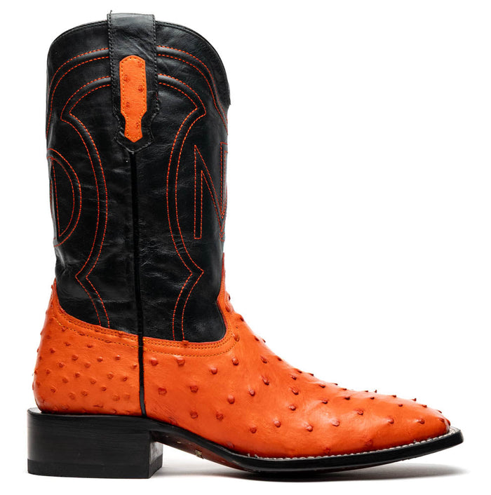Marco Di Milano Alabama Orange Ostrich Quill Square Toe Cowboy Boots - Image 2