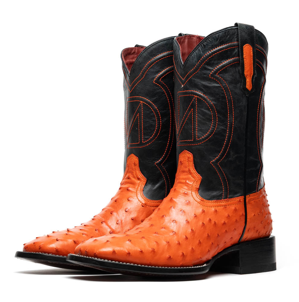 Marco Di Milano Alabama Orange Ostrich Quill Square Toe Cowboy Boots - Image 3
