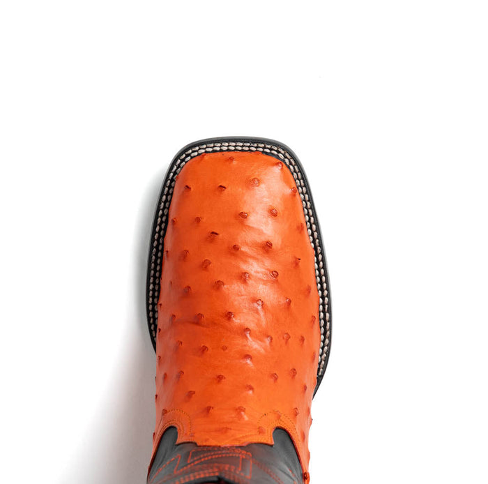 Marco Di Milano Alabama Orange Ostrich Quill Square Toe Cowboy Boots - Image 5