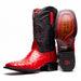 Marco Di Milano Alabama Red Ostrich Quill Square Toe Cowboy Boots