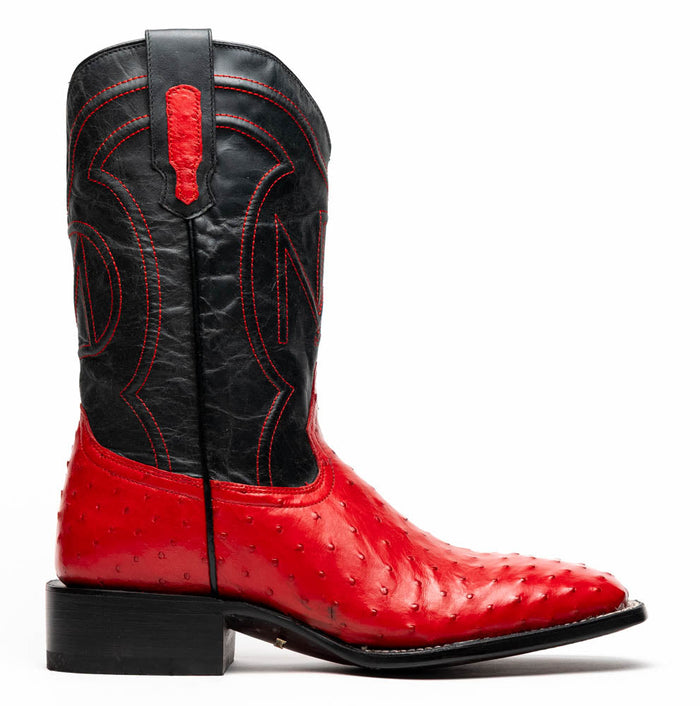 Marco Di Milano Alabama Red Ostrich Quill Square Toe Cowboy Boots - Image 2