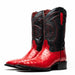 Marco Di Milano Alabama Red Ostrich Quill Square Toe Cowboy Boots