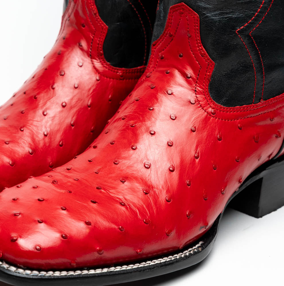Marco Di Milano Alabama Red Ostrich Quill Square Toe Cowboy Boots - Image 4
