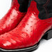 Marco Di Milano Alabama Red Ostrich Quill Square Toe Cowboy Boots