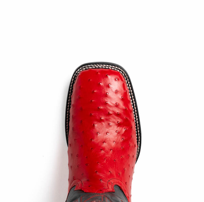 Marco Di Milano Alabama Red Ostrich Quill Square Toe Cowboy Boots
