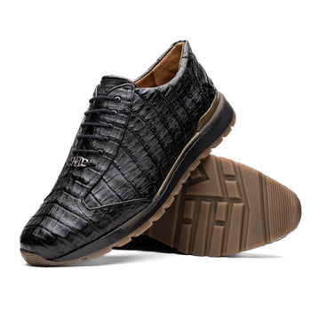 Marco Di Milano Alonzo Black Genuine Caiman Crocodile Casual Sneakers - Image 3